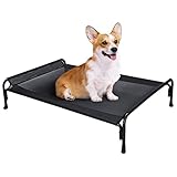 Veehoo 犬 ベッドドッグコット 高架式ペットベッド 洗濯可能な通気性メッシュ付き ポータブルスタンディング