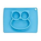 お食事マット テーブルマット　シリコン 赤ちゃん ベビー こども 食器 食卓テーブル マット 子供用 撥水 無地 ポケットや吸盤付き ランチョンマット (青)