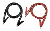 CERRXIAN 1mワニ口クリップからワニ口クリップまで電気高電圧テストリード線ケーブル（赤＆バルク）