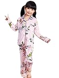 Horcute キッズ ルームウェア 長袖 寝巻き 2点上下セット パジャマ ピンク-朝顔 8# 身長90-105CM