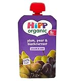 HiPP Organic Plum, Pear & Blackcurrant 4+ Months 100g (Pack of 2) - ヒップ有機梅、梨＆ブラックカラント4+ヶ月100グラム (Hip