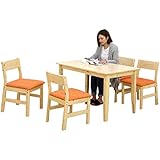 ダイニングテーブルセット 4人掛け 5点 北欧 モダン 木製 ファブリック 布地 [並行輸入品]