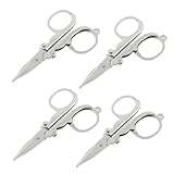 uxcell　　　ハサミ　メタル製シルバートン　折り畳み式　ポケットサイズのデザイン　携帯しやすい　早くてカットしやすい　4枚入り