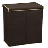 Household Essentials Double Hamper Laundry Sorter with Magnetic Lid Closure - Clothes Sorter - Brown
