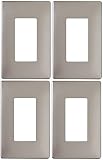 Legrand rwp26nicc6 Radiantニッケル1ギャングScrewless電気壁プレート – 数量4