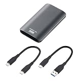 サンワダイレクト 外付けSSD ポータブル 1TB PS5/PS4対応 最大読込速度約540MB/s USB3.2 Gen2 USB-C USB-A テレビ録画 コンパクト 600-USSDS1TB
