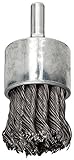 Weiler Wire End Brush, Hollow End, Round Shank, Steel, Partial Twist Knotted, 1-1/8" Diameter, 0.02"