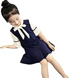 (チェリーレッド) CherryRed 子供服 ワンピース 女の子 フォーマル ドレス 七五三 夏秋 可愛い 入園式 入学式 140 ネイビー
