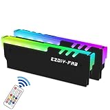 EZDIY-FAB RGB RAM 冷却 メモリヒートシンク アドレサブル RGB LED機能搭載 コントローラ付き (デスクトップ オーバークロックPC用 メモリ)-黒い 2本1セット