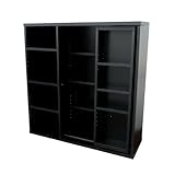 フラマファニチャー 低ホルムアルデヒド シングルスライド書棚 ブラック KSS-0005EBK (ブラック)