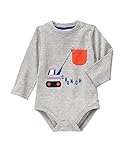 Gymboree Baby Construction Truck Bodysuit Classic Grey Heather 12-18 [並行輸入品]
