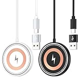 MagSafe充電器 ワイヤレス充電器 マグネット式 最大15W出力 無線充電器 Type-Cポート USB Cメス-USB Aオスアダプタ付き 軽量 小型 强磁気吸着 15W/10W/7.5W/5W 置くだけ充電 iPhone 17/16/15/14/13/12シリーズ対応 Galaxy AirPods2/AirPods Pro 各種対応 ホワイト&ブラック