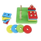 Kesoto カラフル　ウッド製　早期教育　形状　ソート　カラー　幾何学認知のため　モンテッソーリブロック