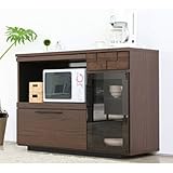 日本製 北欧風 120cm幅 キッチンカウンター ブラウン 完成品