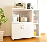 【抗菌塗装】キャスター付きレンジ台 食器棚 ９０ｃｍ幅 前板鏡面塗装仕上げ 背面化粧仕上げ