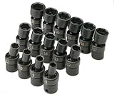SK Hand Tools 33350 15-Piece 3/8-Inch Drive 6 Point Swivel Metric High Visibility Impact Socket Set 