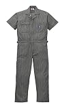 811 Dickies　ディッキーズ　（ヒッコリー生地使用）夏用　半袖つなぎ 作業着ツナギ　ユニフォーム　ブラック　　5L