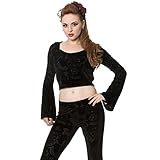 Banned Apparel - 9 Lives Velvet Flare Sleeve Top XS