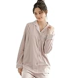 授乳パジャマ　レディース　長袖　マタニティ　授乳口付き　前開き　ルームウェア　エレガント　襟付き　大人可愛い　春秋冬用　上下セット　オシャレ　部屋着　ロング丈　ウエスト調節　妊婦用　寝巻き　無地　ナイ