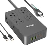 TOPWE 電源タップ USB-C type-c PD 100W 2m 延長コード 急速充電対応【2USB-Cポート・２USB-A ポート・8ACコンセント・PSE技術基準】 USB コンセント テーブルタップ タイプc USB C-C ケーブル付き AC2400W出力 ノートＰＣ MacBook iPad iPhone Xperia Galaxyなど対応