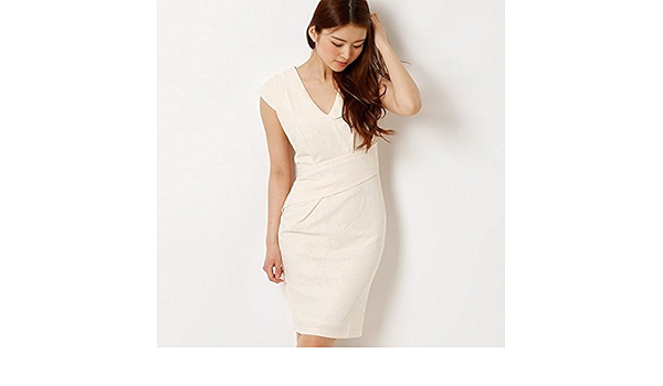 Amazon Co Jp デュラス アンビエント Duras Ambient ワンピース レースvネックスリムドレス オフホワイト S 服 ファッション小物