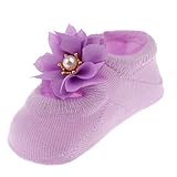 Lovoski ベビー　滑り止め　靴下　スリッパ　ソックス　ブーティ　ファーストシューズ　3ペア　全2サイズ6色 - 紫, S