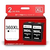 BC-360XL BC 360XLキャノン 用 インク 360 大容量360 インクカートリッジBC-360(ブラック) セット キャノン 用 360XL リサイクルインク 対応機種：PIXUS TS5430 TS5330 (2 Black)