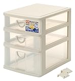 サンコープラスチック 小物収納3段 エルピス 幅25.2×奥35×高32.4cm A4サイズ ソフトベージュ