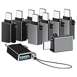BaseNew USB C - USB アダプター 10個パック、USB C - USB A アダプター、Type C - USB コンバーター、MacBook、iMac、iPad、Samsung Galaxy S20+用USBCアダプター、ブラックとグレー