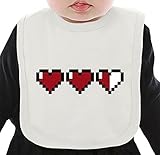 8-Bit Hearts ネクタイを有する有機ビブ Medium