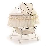 Hooded Locking Wheels | Dream On Me Lacy Portable 2 in 1 Bassinet and Cradle by Dream On Me.