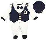 Lilax Baby Boy Sailor Outfit Footie with帽子2点セット カラー: ブルー