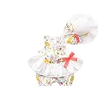 ベイビー服 女の子 Pojour 夏子供ノースリーブＴシャツ＋パンツ 帽子付き ガールズかわいいフローラル　子供ギフト 綿 通気 白 100cm