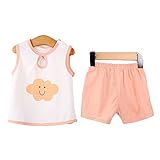 【SEBLES】ベビー 赤ちゃん 部屋着 ノースリーブ 短パン セット コットン 綿 オーガニック ソフトカラー 新生児 可愛い プリント 無地 ユニセックス 男の子 女の子(タイプH,90cm)