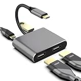 KIMOCA USB Type-C HDMI変換アダプタ デュアル hdmi 2つ 拡張 2画面 MST ハブ 4K ミラーリング対応 アルミ合金筐体 Windows/Mac OS/Andriod対応 (入力: Type-C, 4 IN 1(HDMI*2+USB3.0+PD))
