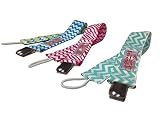 Baby Pacifier Clip | Infant Binky Leash | Mint Chevron | Light Blue Chevron | Red Wavy | 3PK by Esse