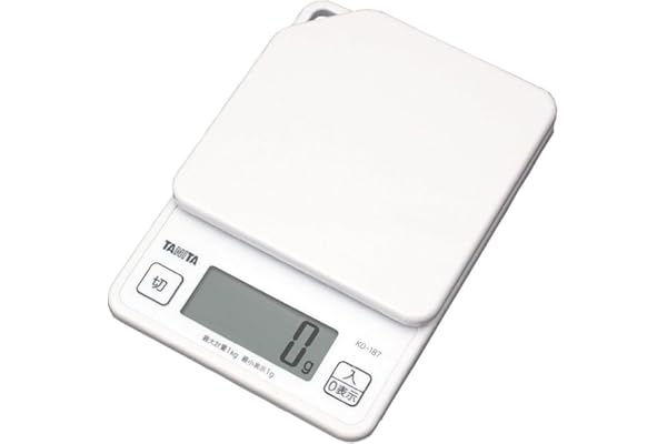 タニタ クッキングスケール 1g単位で1kgまで計れる 収納に便利なフック穴付き ホワイト KD-187 WH キッチン はかり 料理 デジタル