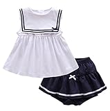 (ラボーグ)La Vogue 子供ドレス キッズ 女の子 セーラー風 ワンピース ショートパンツ 上下セット ガールズ ノースリーブ ベビー お嬢様 出産祝い 70cm