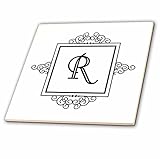 InspirationzStore Monograms – 初期文字R個人モノグラムファンシーブラックとホワイトTypographyエレガントスタイリッシュなPersonalized – タイル 6-