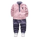 サクララ(Sakulala) 子ども服 子供服チェック オシャレ 秋冬キッズ 2セット 男の子 長袖 レジャー 子供服 2点セット 女の子 上下セット (1.5-2オ, ピンク)