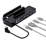 for ASUS Rog Ally/for Steam deckドッキングステーション　4KドックステーションRJ45 LANポートType-C高速充電、for Steam Deck 用 USBハブ　5in1/6 in 1多機能ハブ 　6ポート ドッキング　4K@60Hz HDMI互換2.0ポート*1、イーサネットポート*1、Type-C PD急速充電ポート*1、USB 3.0ポート*3　スチームデッキ/ニンテンドスイッチ/OLED/ROG ALLYゲームコンソール対応　ブラック (イーサネットポート付き)