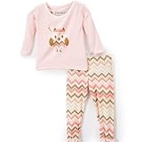 bestarooベビーガールフクロウトップとパンツセット カラー: ピンク