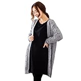 RELYHER 妊娠中の女性のセーター トレンドのダメージニットカーディガンは秋冬コーデの着回しに (グレー)