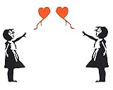 風船 バンクシー 2枚組 2色 車 ステッカー バイク 黒 各約縦12cm×約横8.0cm カッティングシート ステッカー 黒 ブラック