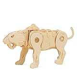 つくるんです® 日本語説明書付 電池で動く 3D ウッドパズル A410 サーベルタイガー