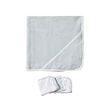 Burt's Bees Baby Organic Hooded Infant Towel with 3 Washcloths, Sky, 0-24 Months by Burt's Bees Baby