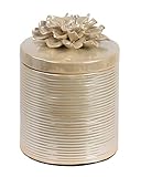 Privilege InternationalセラミックJar with Flower Lid – ホワイト M グリーン 86102