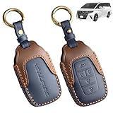 TatkDIY アルファード ヴェルファイア 30系 40系 専用スマートキーケース キーカバー キーホルダー カスタムアクセサリーパーツ 新型本革 ロゴ付 キズ防止 落下防止 ヴェルファイア 5ボタンブルー