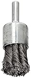 Weiler Wire End Brush, Hollow End, Round Shank, Steel, Partial Twist Knotted, 3/4" Diameter, 0.02" W