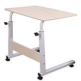 Carfeny 昇降式サイドテーブル ベットサイドテーブル 滑車付き 自由回転 簡単に移動 奥行60×幅40 高さ約70~90cm (ホワイト )